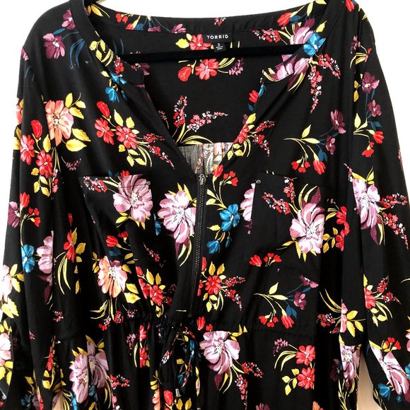 Torrid Challis Zip Front Dress Size 2 - Picture 3 of 4